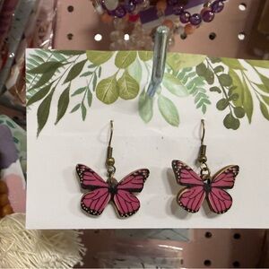 Pink Butterfly Earrings